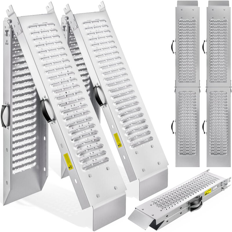 Lot de 2 rampes de chargement pliables en acier galvanisé charge max. 200 kg par rampe surface antidérapante - Monzana