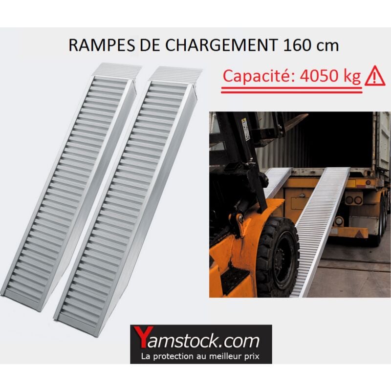 2x rampes de chargement voiture aluminium 161cm 4050kg wc