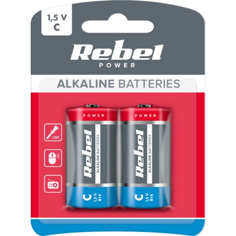 2x Rebel LR14 R14 C 1,5V Alkaline-Batterie