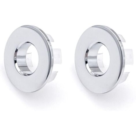 2x Remplacement argenté cuivre métal anneau trop plein lavabo salle de bain anneau débordement d'évier couverture rond bouchon pour trou de trop plein de bassin pour cuisine lavabo garniture