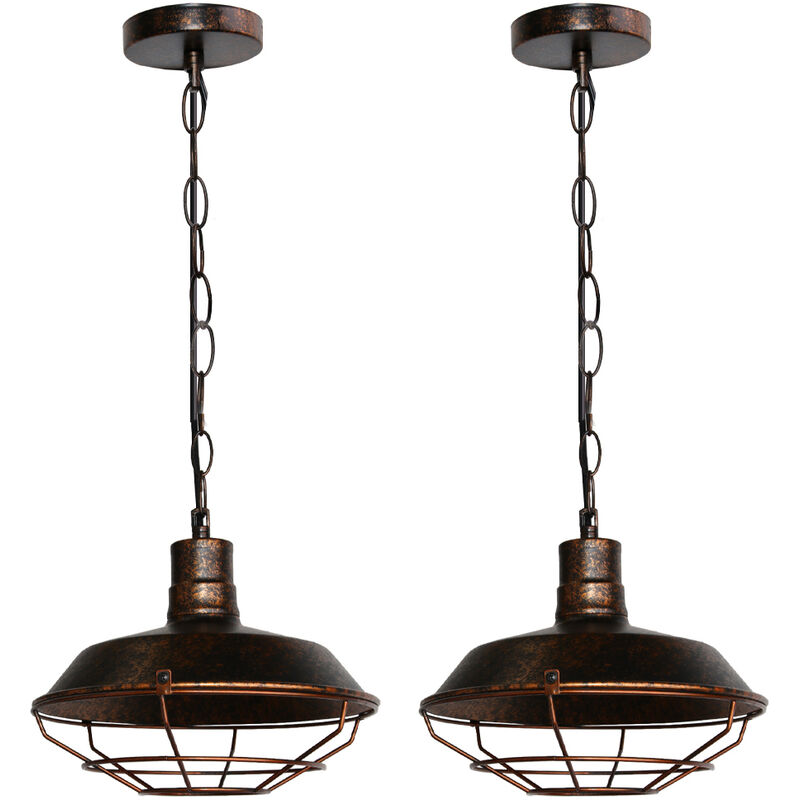 2X Retro Pendant Light 260MM Vintage Industrial Rust Pendant Lamp Metal Iron Chandelier Antique Pendant Lamp