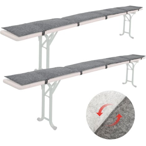2x Reversible Beer Bench Felt Cushion 220 x 25 x2 cm Padded Beer Tent Set Seat