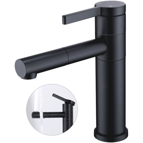 UBEEGOL 2x Robinet Salle de Bain Noir Mitigeur Lavabo Haut Bec Pivotant 360° Mitigeur pour Vasque Robinetterie de Lavabo en Acier Inox