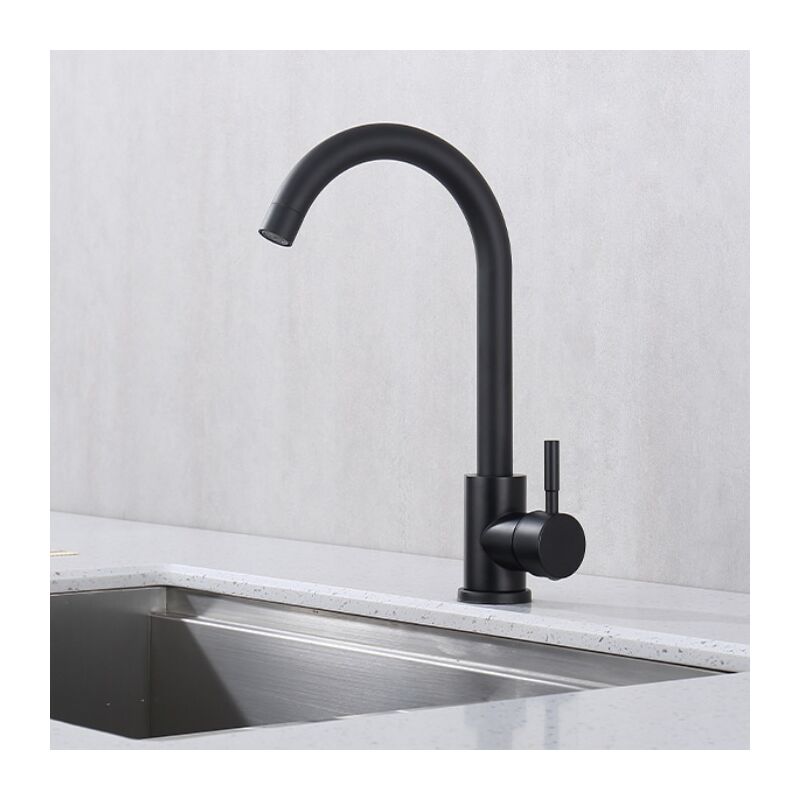 Ubeegol - Mitigeur de Cuisine Noir Acier inoxydable Rotation 360° Robinetterie Basse Pression Robinet d'évier Mitigeur d'évier Bec haut