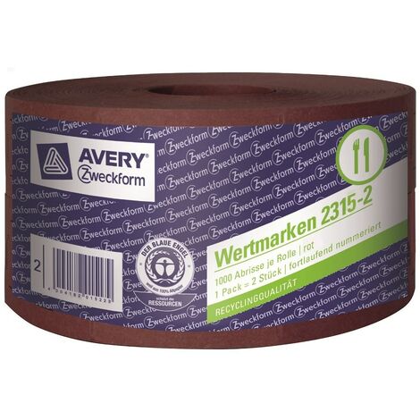 2x Rolle Bier-Marke 57x30mm Rot 2000 Abrisse
