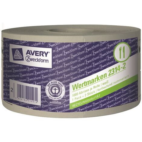 2x Rolle Wert-Marke 57x30mm Weiß 2000 Abrisse