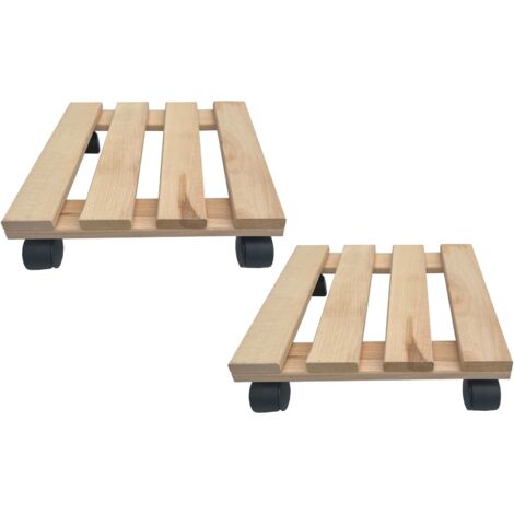 2x Rolluntersetzer eckig Pflanzenroller 30x30 cm - max. 120 kg Traglast - aus Buchenholz - Stabil & robust - Für Pflanztöpfe, Möbel & schwere Gegenstände