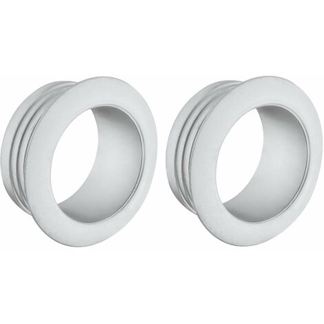 2x Rosace ronde épaisseur 16mm pour serrures espagnolettes ou à appliquer Push Lock mini en plastique Verrou Sécurité Rosette Meuble Porte Tiroir Placard, chromé mat