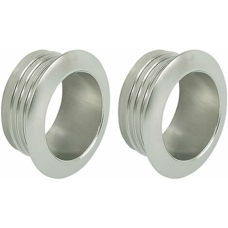 2x Rosace ronde épaisseur 16mm pour serrures espagnolettes ou à appliquer Push Lock mini en plastique Verrou Sécurité Rosette Meuble Porte Tiroir Placard, chromé poli