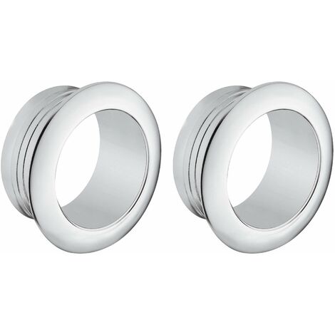 2x Rosace ronde épaisseur 16mm pour serrures espagnolettes ou à appliquer Push Lock mini en plastique Verrou Sécurité Rosette Meuble Porte Tiroir Placard, nickelé mat