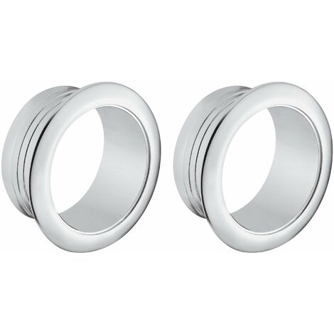 2x Rosace ronde épaisseur 19mm pour serrures espagnolettes ou à appliquer Push Lock en plastique Verrou Sécurité Rosette Meuble Porte Tiroir Placard, chromé poli