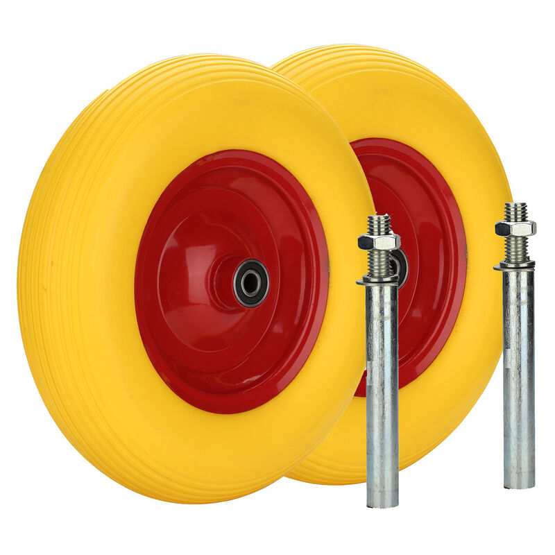 2X Roue de brouette anti-crevaison Caoutchouc solide 4,80 4,00-8 390mm 120 kg Roue de secours Swanew 2X Roue de brouette anti-crevaison Caoutchouc