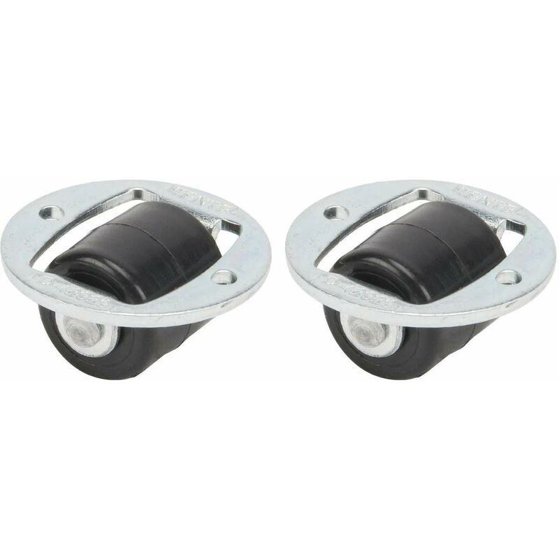 Cyclingcolors - 2x Roulette fixe complément plaque ferrure pivotante 360° Ø26mm hauteur 14mm plastique polyamide et acier zingué Galet Meuble tv