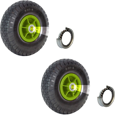 2x Sackkarrenrad 260 x 85 mm 3.00-4 Bollerwagenrad, Luftrad, Ersatzrad, 4PR versetzt