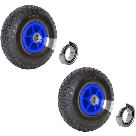 2x Sackkarrenrad 260x85 mm 3.00-4 Bollerwagenrad, Luftrad, Ersatzrad, Nabenlänge 60 mm versetzt
