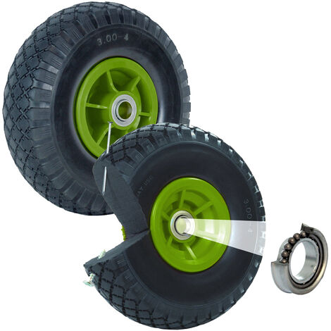 2x Sackkarrenrad Vollgummi 260x85 mm 3.00-4 Nabenlänge 60 mm PU Sackkarre Ersatzrad Rad Reifen grün