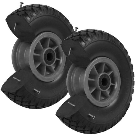 2x Sackkarrenrad Vollgummi 260x85 mm 3.00-4 PU Ersatzrad Rad Reifen Achsenlager 75 mm grau