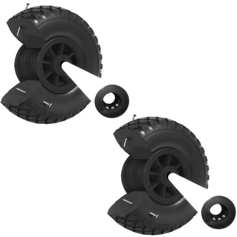 2x Sackkarrenrad Vollgummi 260x85 mm 3.00-4 PU Ersatzrad Rad Reifen Achsenlager 75 mm schwarz