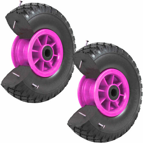 2x Sackkarrenrad Vollgummi 260x85 mm 3.00-4 PU Sackkarre Ersatzrad Rad Reifen 75mm Achsenlager pink