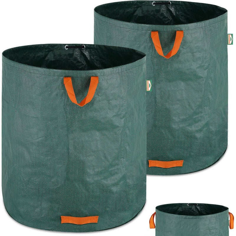 2x Sacs de jardin 500L 50 kg sac de déchets ordures végétaux tissu renforcé pliable hydrofuges sac - Gardebruk