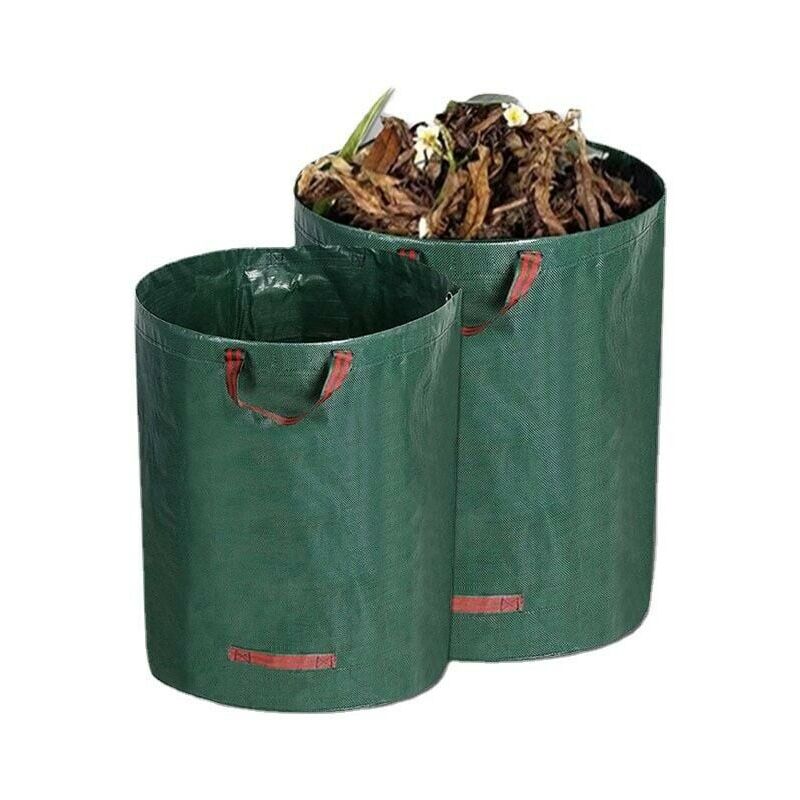 KZQ - 2x Sacs de jardin 500L 50 kg sac de déchets ordures végétaux tissu renforcé pliable hydrofuges
