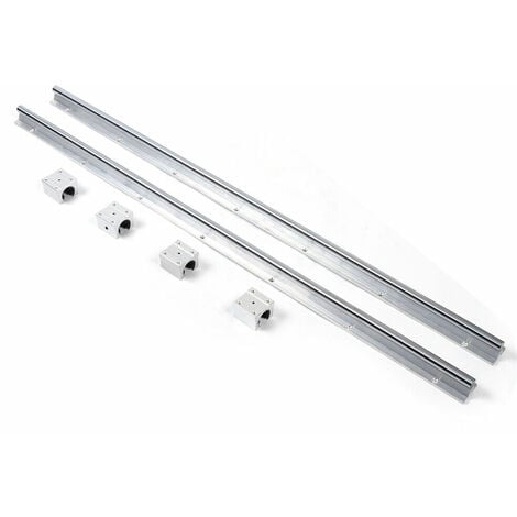 2X SBR16 Linearführung Linearwelle Rail+4X SBR16UU Lagerblock Metal 1500mm silber Linearlager Gleitschiene Set Metal