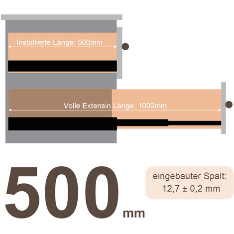 2X Schubladenschienen Vollauszüge 500 mm Schubladen Führung kugelgelagert Tragkraft 35 Kg