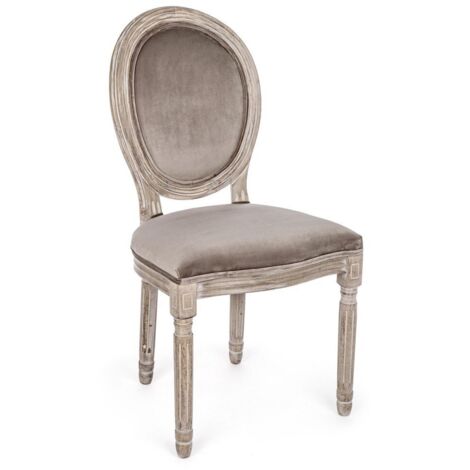2x Sedia Tortora in legno imbottito stile classico