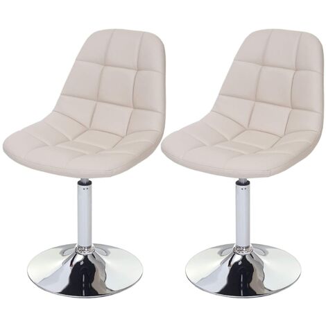 2x sedie da pranzo sintetiche color crema con base girevole cromata CDS04421