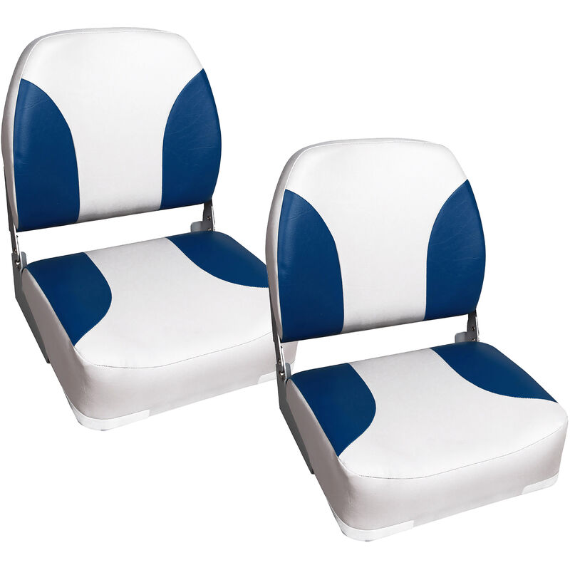 Image of 2x Sedile barca sedia per barca sedile del timoniere blu bianco similpelle - blu