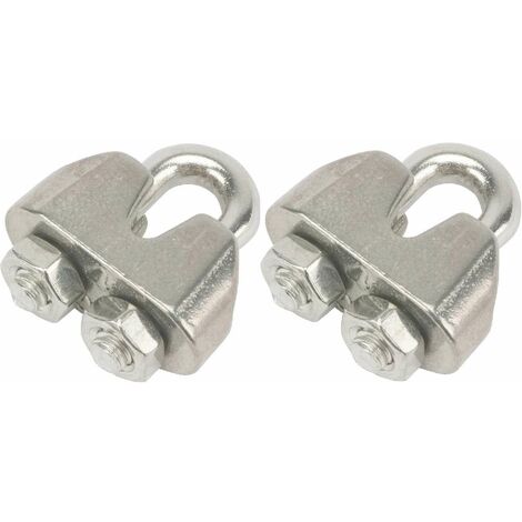 2x Serre-câble étrier 6mm en acier inoxydable A4 Universel U Clip Câble métallique Corde Accastillage Marine Bateau Inox