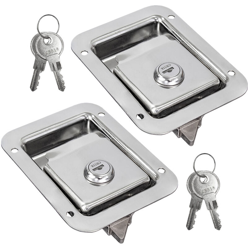 Trucky - 2x Serrure de remplacement Serrure de porte pour coffre de camion Boîte à timon Serrure externe Verrouillage de la plaque de préhension