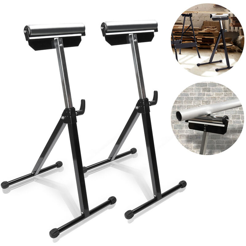 Swanew – Servante d'atelier à rouleau pliable 60 kg – Réglable en hauteur 68-108 cm – Acier A3 – Pour scies à onglets et machines métal
