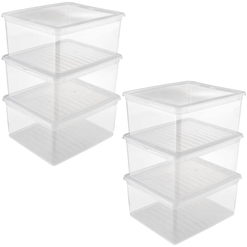 

Keeeper - 2x Set Cajas de almacenaje 3x18 L, Plástico, Natural Transparent, 39 x 33.5 x 18 cm