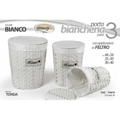 2x Set Wäschekörbe weiß, Wäscheträger, 3 Stück