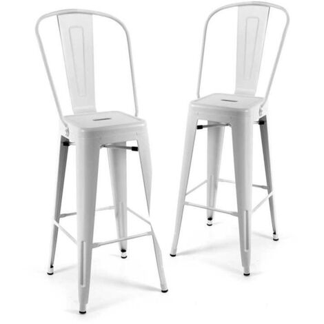 2x Sgabello alto industrial urban bianco cm 42 x 42 x 76 h