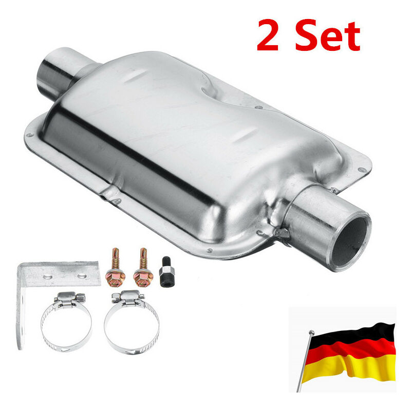 Image of 2x Silenziatore di scarico 24mm con set di staffe Per riscaldatore di parcheggio diesel Ebespacher