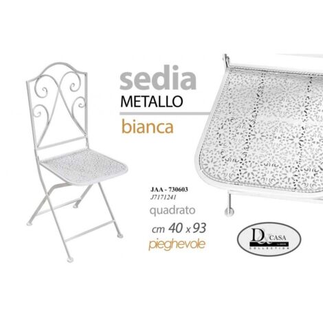 2x Silla de jardín blanca plegable cm 40 x 93 h