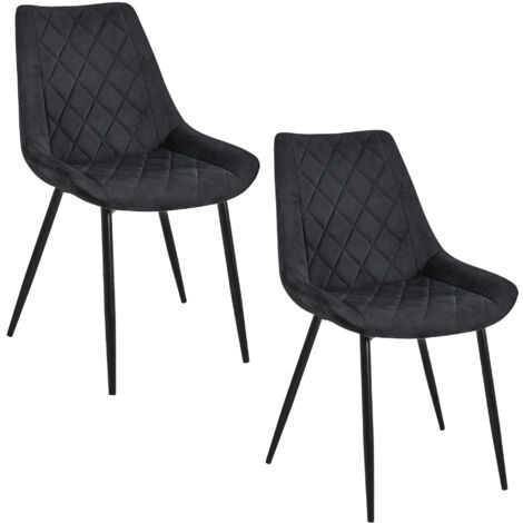 2x Silla de terciopelo con tapizado capitoné SJ0488 Negro