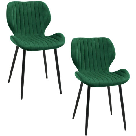 2x Silla de terciopelo con tapizado capitoné SJ17 Verde botella