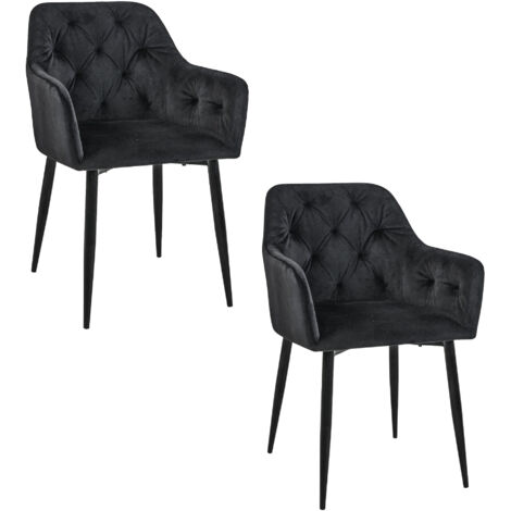 2x Silla tapizada de terciopelo SJ030 Negro