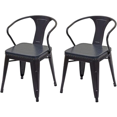 2x sillas cocina comedor en sintético y metal estilo industrial gris negro CDS04452