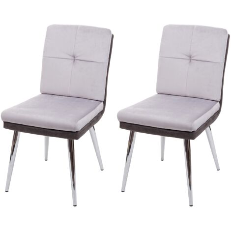 2x sillas comedor cocina terciopelo sintético gris metal diseño moderno y chic 040000401