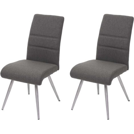 2x sillas de cocina comedor de tela y acero inoxidable cepillado marrón grisáceo 040000404