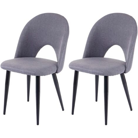 2x sillas de cocina comedor en tela gris oscuro diseño clásico 040000368