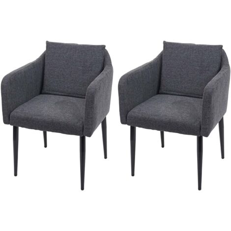 2x sillas de cocina comedor en tela gris oscuro patas de metal diseño moderno 040000420