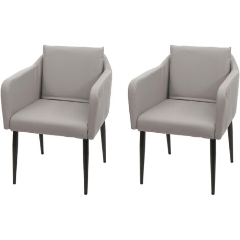 2x sillas de cocina comedor patas de metal sintético gris topo diseño moderno 040000418