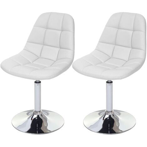 2x sillas de comedor en material sintético blanco con patas giratorias cromadas CDS04425