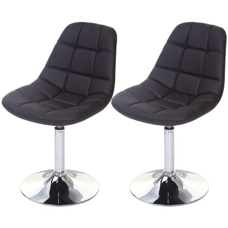 2x Sillas de comedor en sintético marrón base cromada giratoria CDS04420