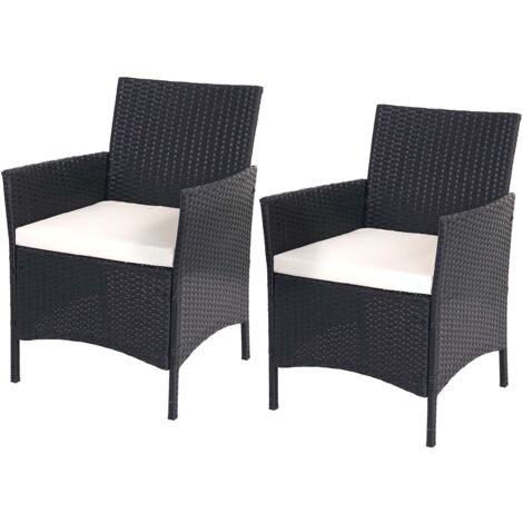 2x sillones sillas de jardín en polirratán antracita cojín crema 040000466